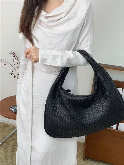Eden Genuine Leather Woven Tote Bag Vintage Handbag
