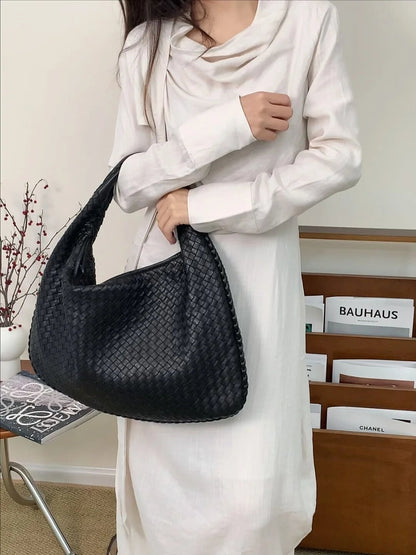 Eden Genuine Leather Woven Tote Bag Vintage Handbag
